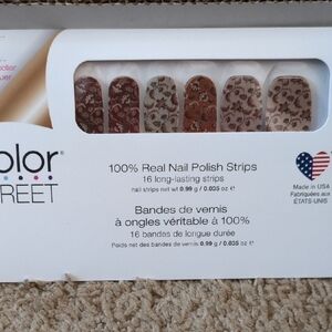 Color Street Floral Nail Strips - Brown and Cream